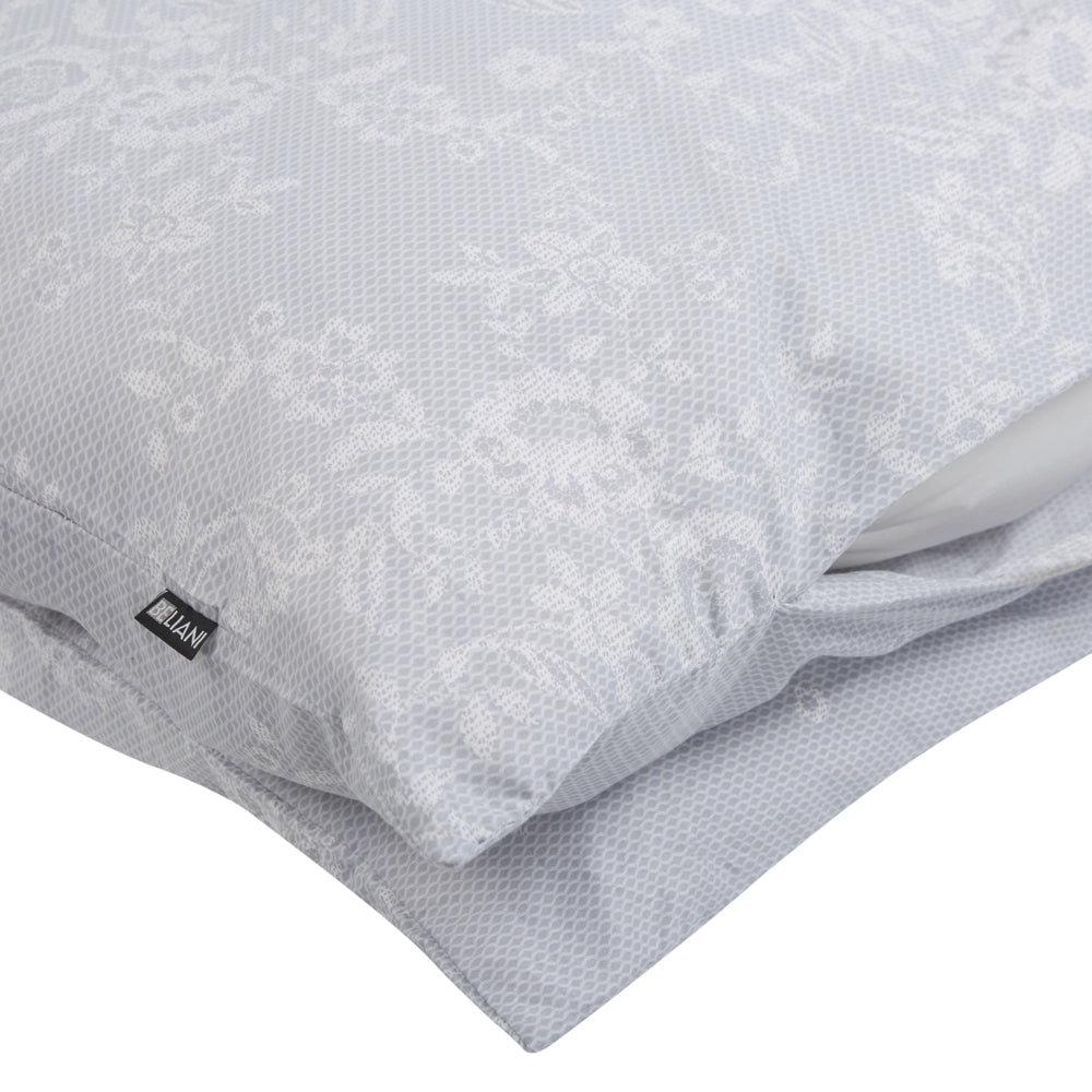 Set di biancheria da letto 200 x 240 cm in cotone motivo floreale grigio e bianco