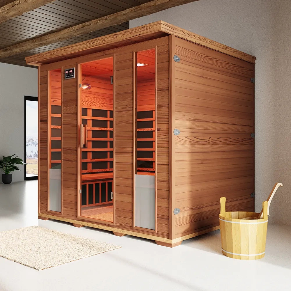 Sauna ad infrarossi 160x210 cm H195 in legno di cedro con radio integrata | Porvoo