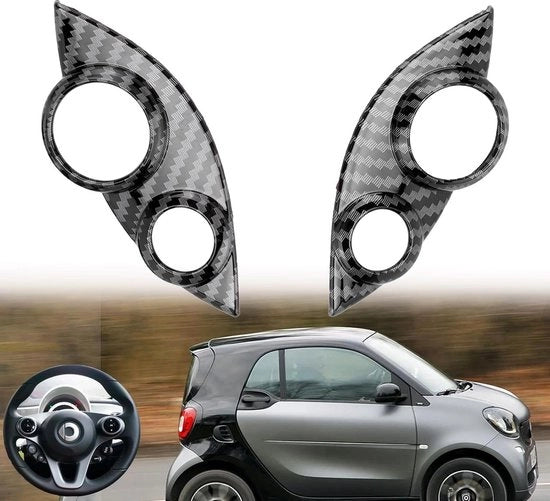 Copricapo a stile di fibra di carbonio per sterzo - Accessori di decorazione di sostituzione - Fortwo Forfour 453 - 2015 2021.