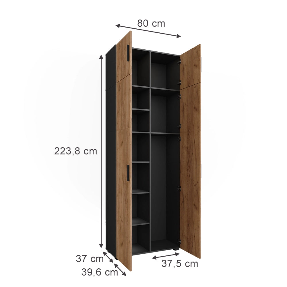 Vicco Armadio universale Antracite/quercia dorata 80 x 223.8 cm con attacco per mobile