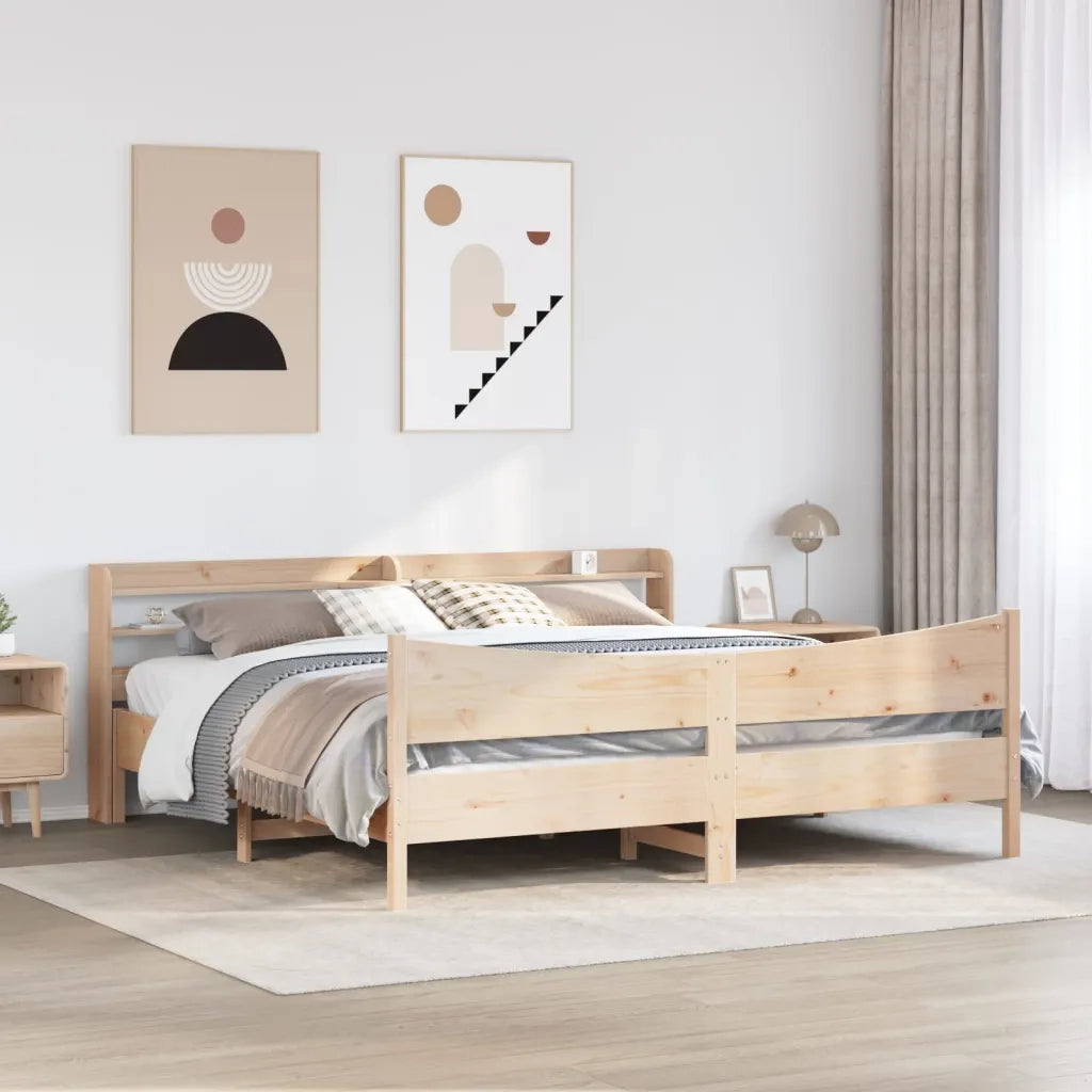 Giroletto con Testiera 200x200 cm in Legno Massello di Pino 3307032