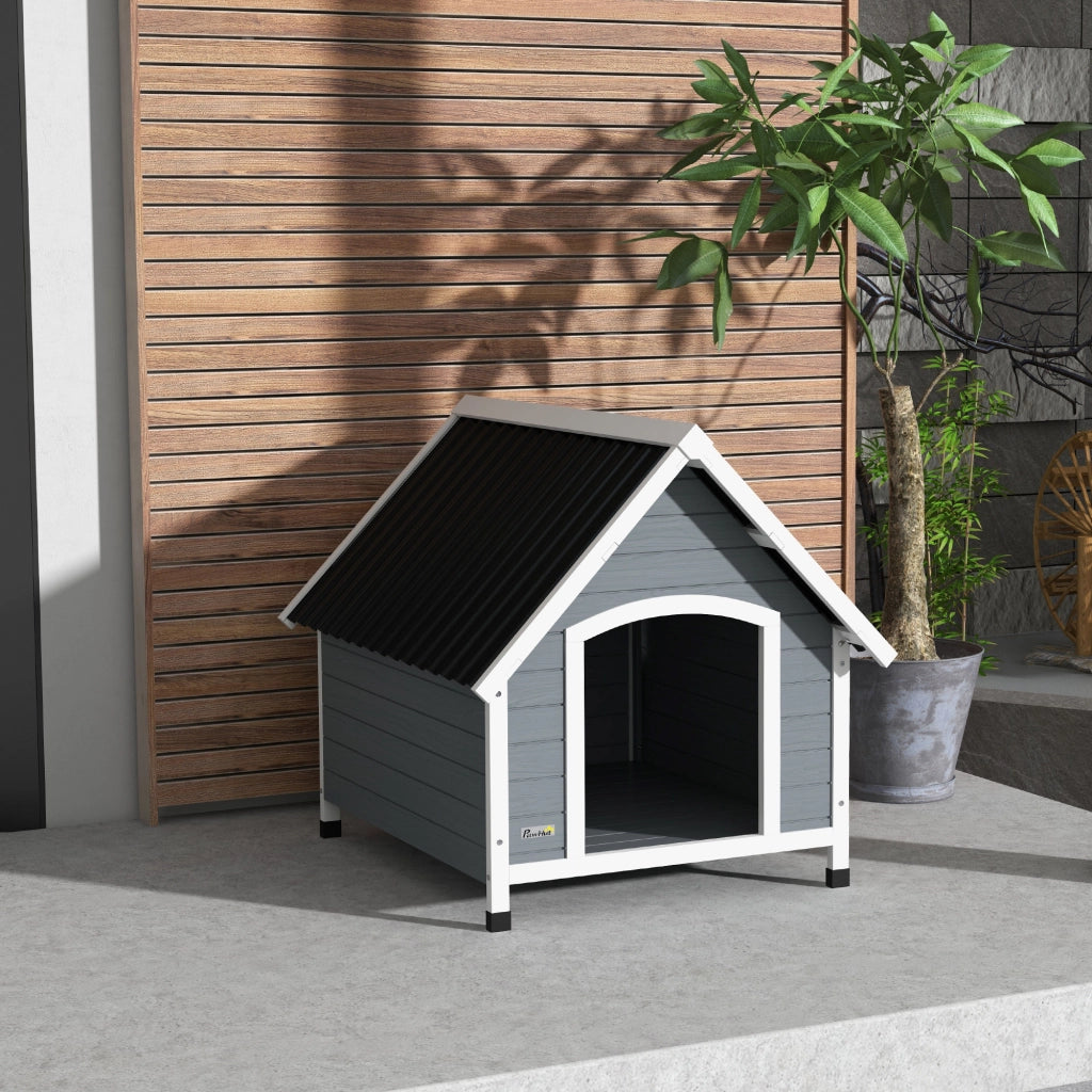 Casetta per cani esterna in legno con pavimento rimovibile ¨C zephmum ¨C 84x99x87 cm grigio