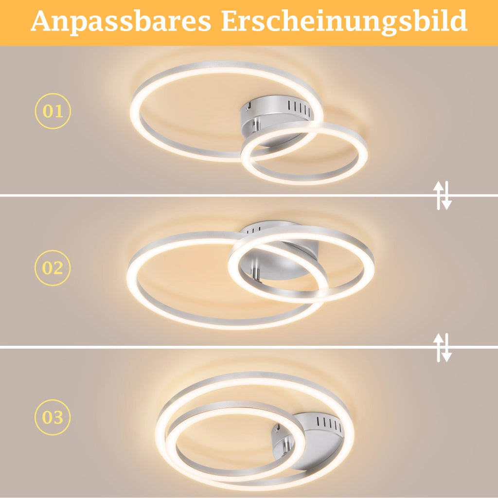 ZMH Lampada da Soffitto LED 23W Argento Luce Calda Moderna per Soggiorno Camera da Letto Corridoio