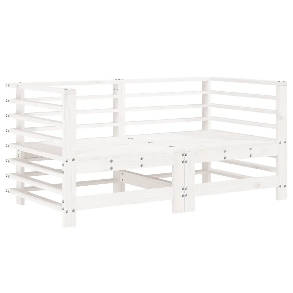 Divani Angolari da Giardino 2 pz Bianchi Legno Massello di Pino 825633