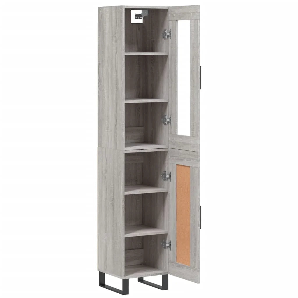 Buffet credenza cassettiera armadio mobile contenitore organizer cucina soggiorno salotto rovere Sonoma alto 34,5 x 34 x 180 cm legno ingegnerizzato grigio 02_0035351