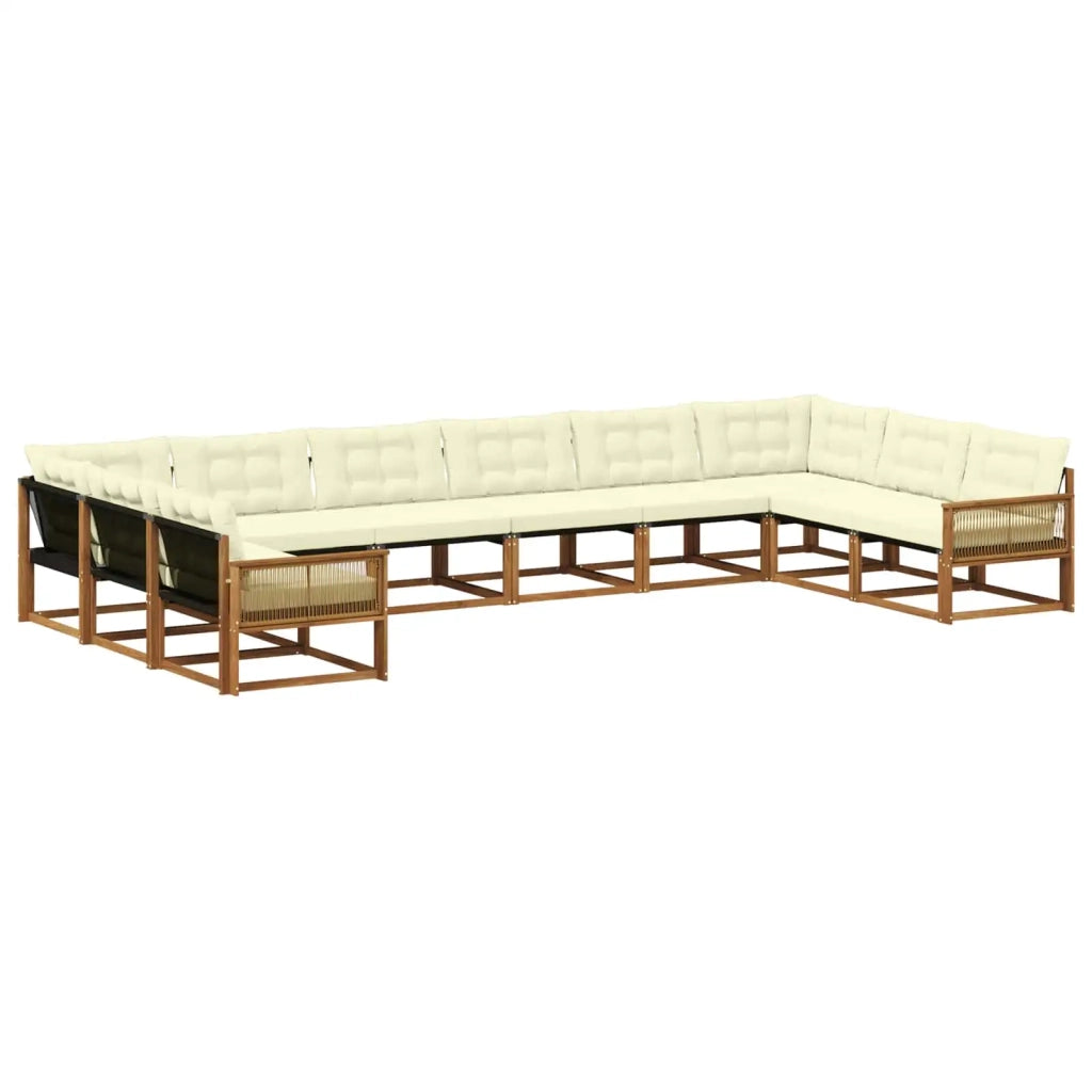 Set di divani da esterno con cuscino 10 pcs Naturale e Crema 3381714
