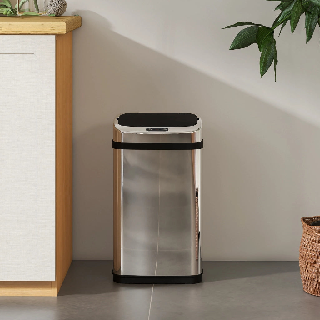 Cestino Cucina Automatico 30L ¨C zephmum ¨C Acciaio Inossidabile Argento 33x25x58cm