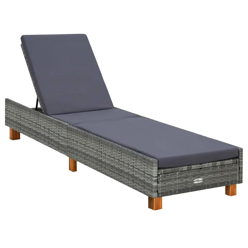 Lettino Prendisole con Cuscino in Polyrattan Grigio cod mxl 23076