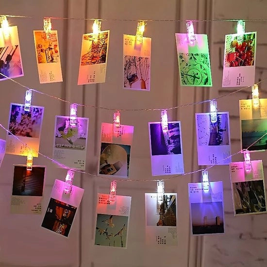 Fotoclip di luce a 10 LED, illuminazione colorata per foto e immagini, per appendere foto e immagini, funziona con batterie, ideale per feste di compleanno, decorazioni di Halloween (senza batterie), inclusa custodia per tre batterie