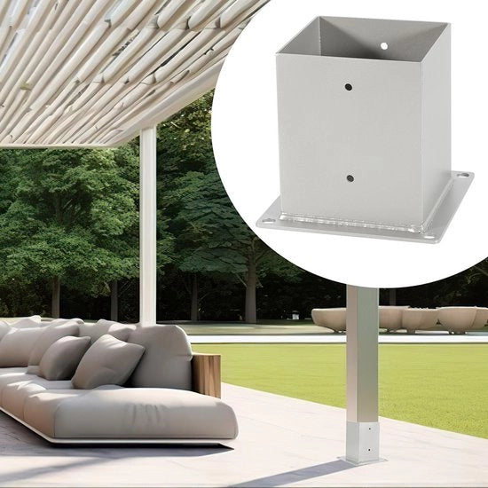 Supporto per palo da fissare con viti 120 × 120 mm, set di 4, accessorio per palo, fissaggio con viti, altezza 150 mm