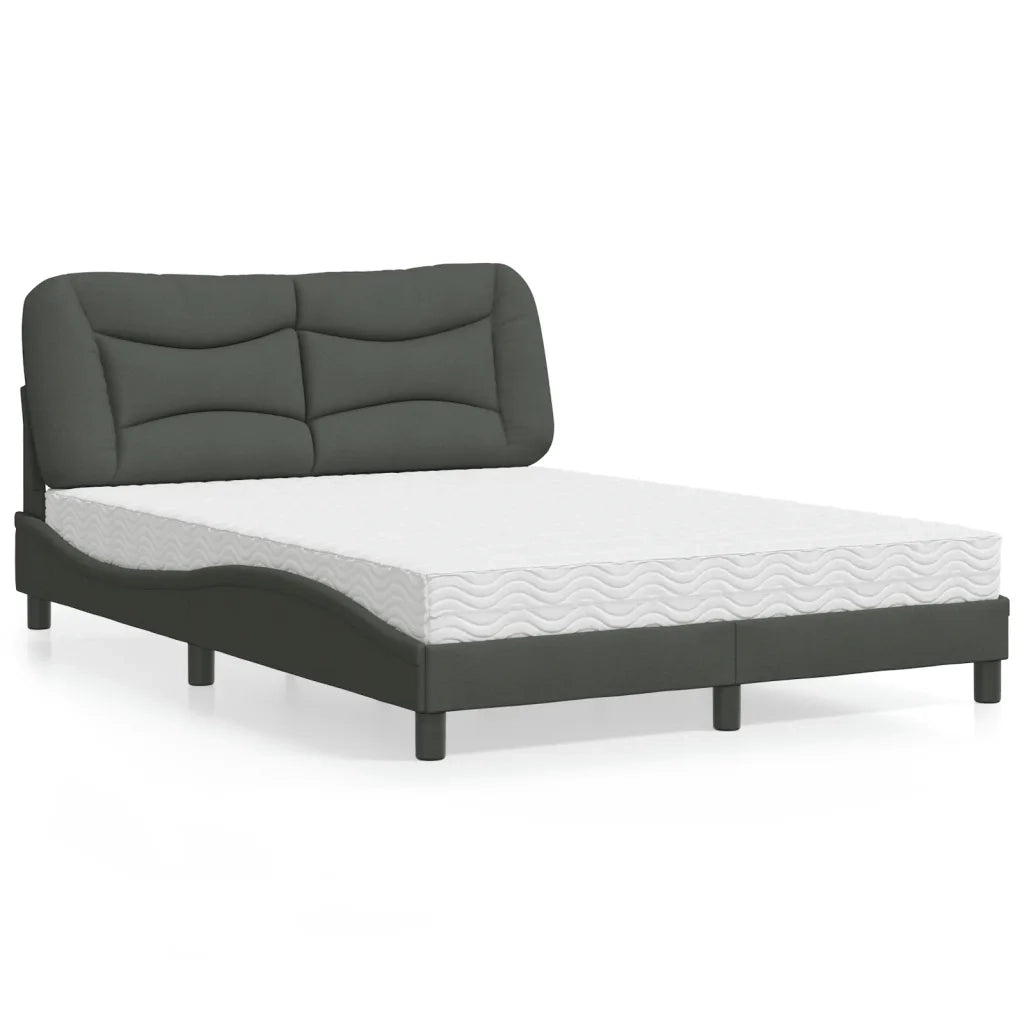 Letto con Materasso Hvar Grigio Scuro 140x200cm Tessuto 3208535