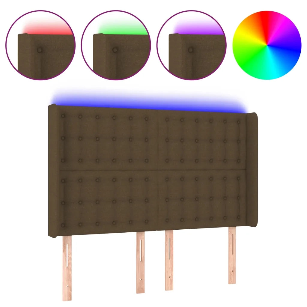 Testiera | Testata a LED MarroneScuro147x16x118/128cm inTessuto
