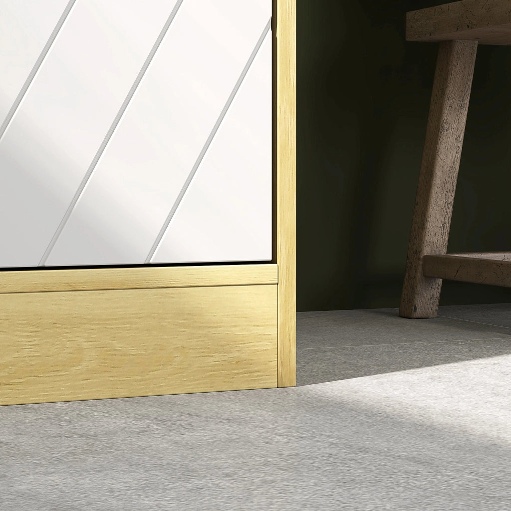 Mobile a Colonna da Bagno Salvaspazio con 2 Armadietti e 2 Ripiani 30x24x170 cm Rovere e Bianco