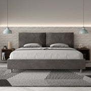 Letto imbottito Matrimoniale 190x190 cm Large - Contenitore,Microfibra,Grigio