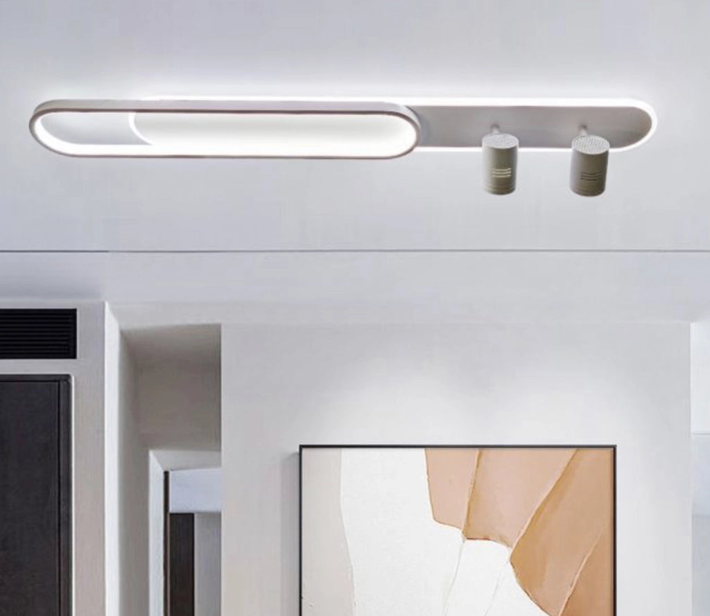 Plafoniera lampada da soffitto a led 50 watt con 2 faretti spot orientabili gu10 luce bianca fredda 6500k