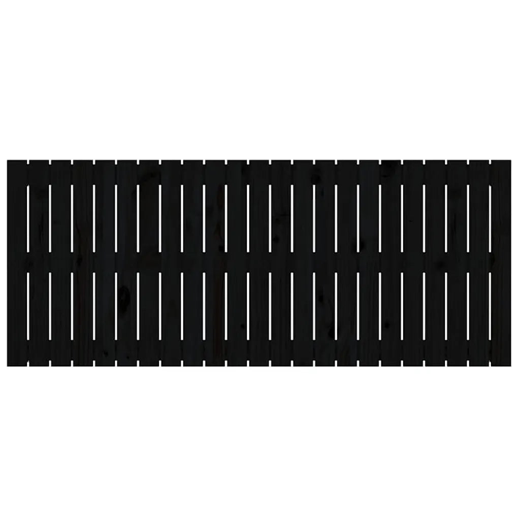 Testiera da Parete Nera 147x3x60 cm in Legno Massello di Pino