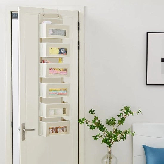 Cassa di stoccaggio con 6 tasche trasparenti per sopra la porta