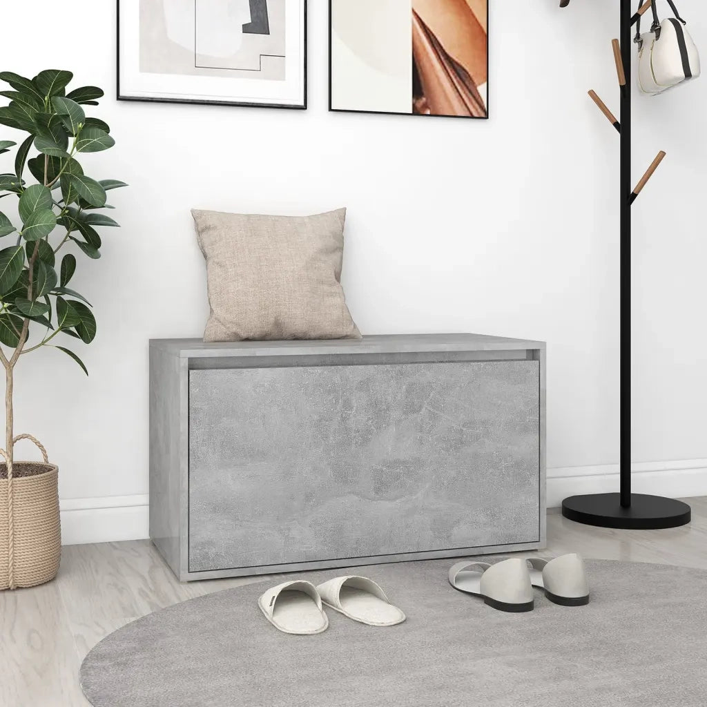Panca da ingresso-Sgabello-Panca da Corridoio 80x40x45 cm Grigio Cemento in Truciolato