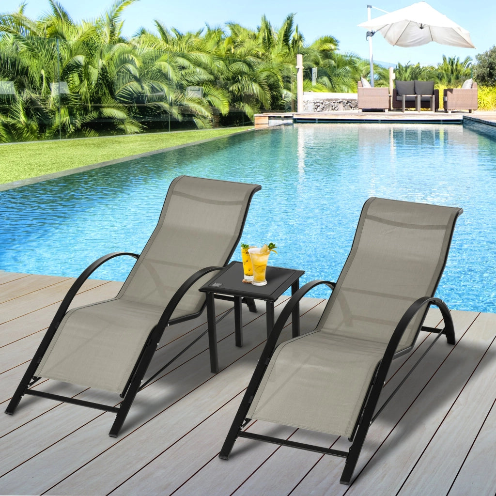 Set Tumbonas con Tavolino in Vetro ¨C Zephmum ¨C Grigio