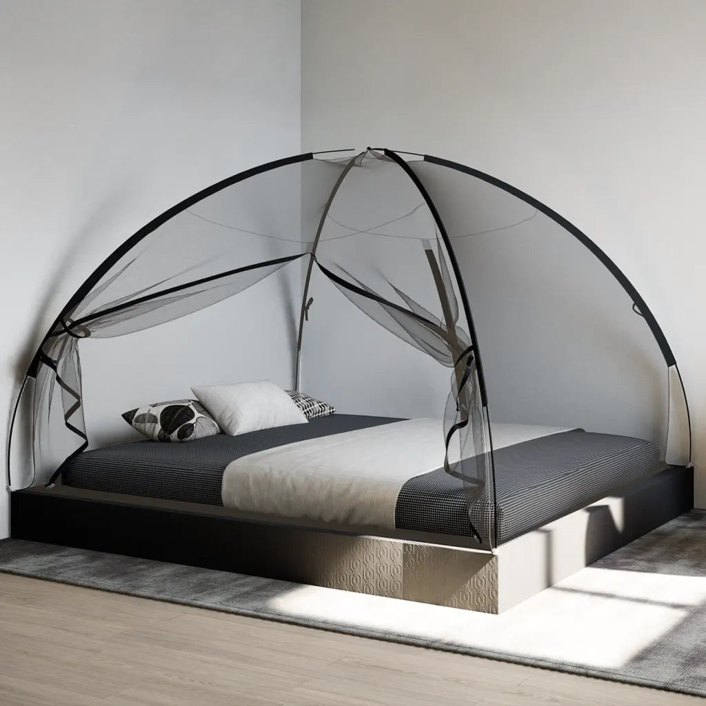 vidaXL Zanzariera Mongolia con Porte 220 Rete Nera 200x180x135 cm
