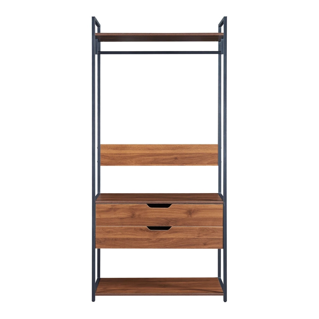 Set di 2 appendiabiti armadio a 2 cassetti effetto noce nero 03_0009378