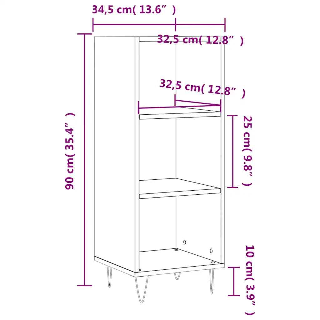 Credenza | Madia | Buffet da pranzo | Armadio da pranzo Nera 34,5x32,5x90 cm in Legno Multistrato