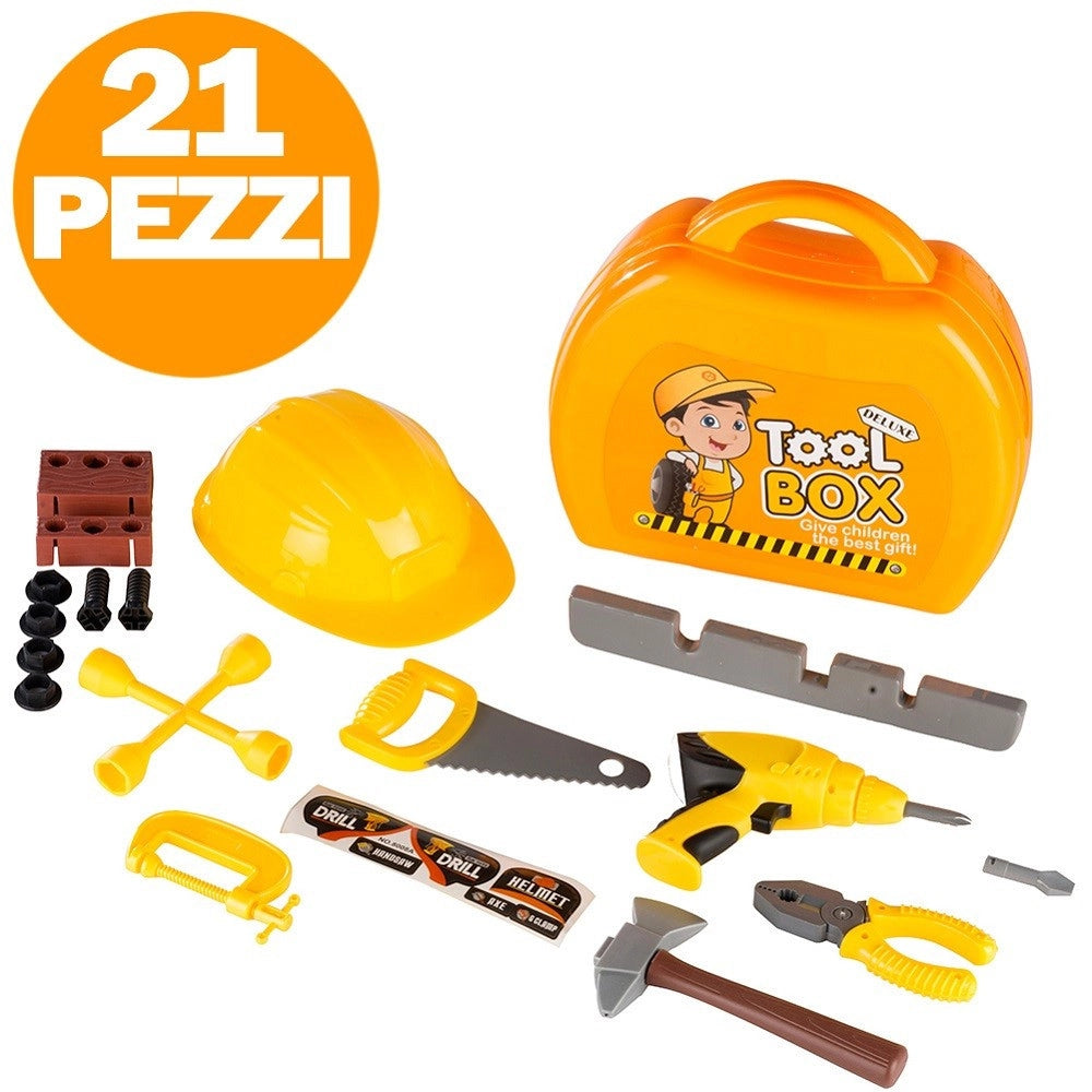 Trade Shop - Attrezzi Ferramenta Fai Da Te Per Bambini Con Scatola Toolbox Playset -