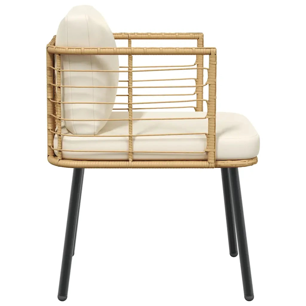 Sedie da Giardino 2 pz | Sedie da Esterno con Cuscini Naturale in Polyrattan
