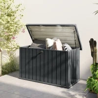 Baule da Esterno da 400L in Acciaio Zincato con Serratura e 2 Chiavi 124x66x72 cm, Grigio Scuro