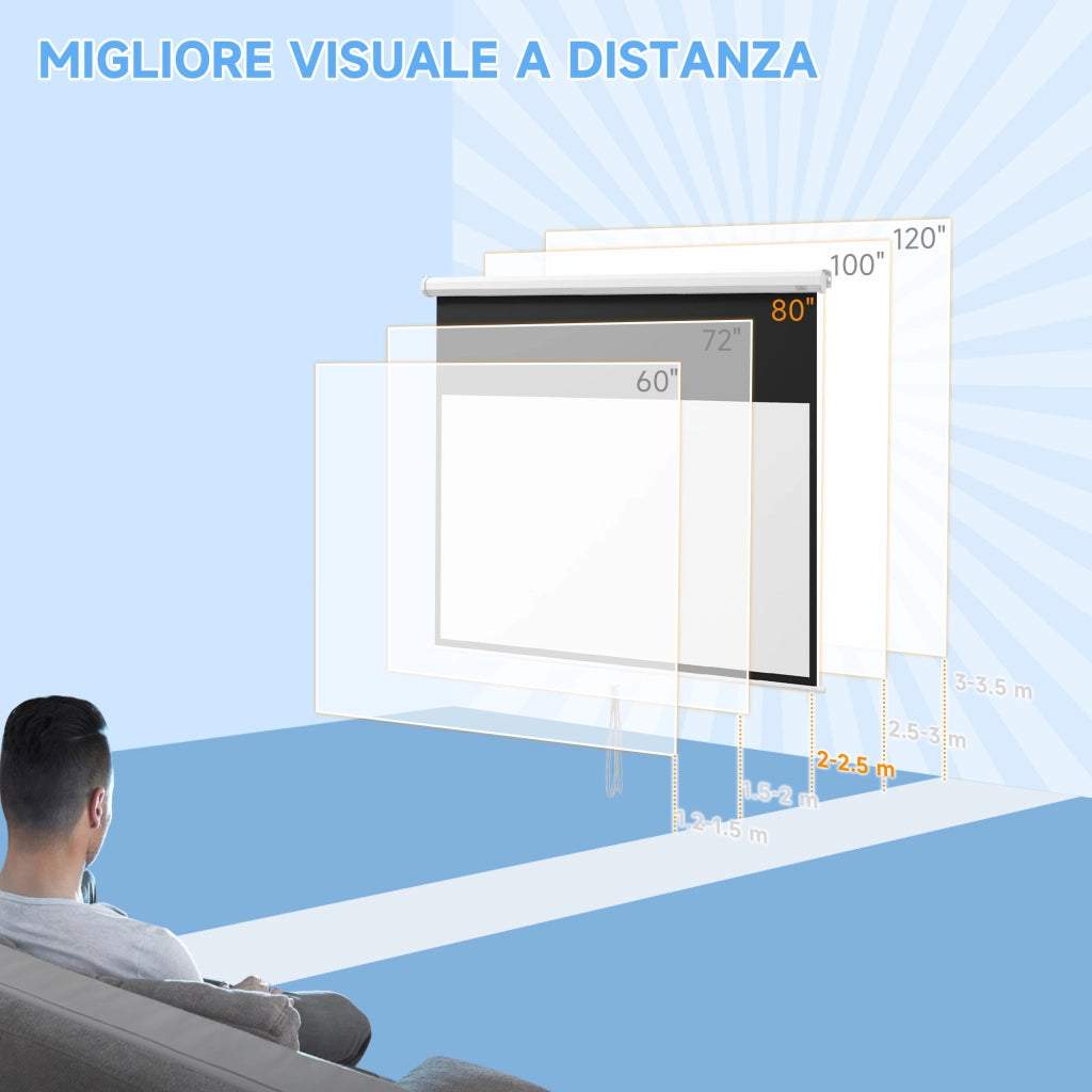 Telo Proiettore 80 Pollici 16:9 ¨C zephmum ¨C 187x8x150 cm Bianco
