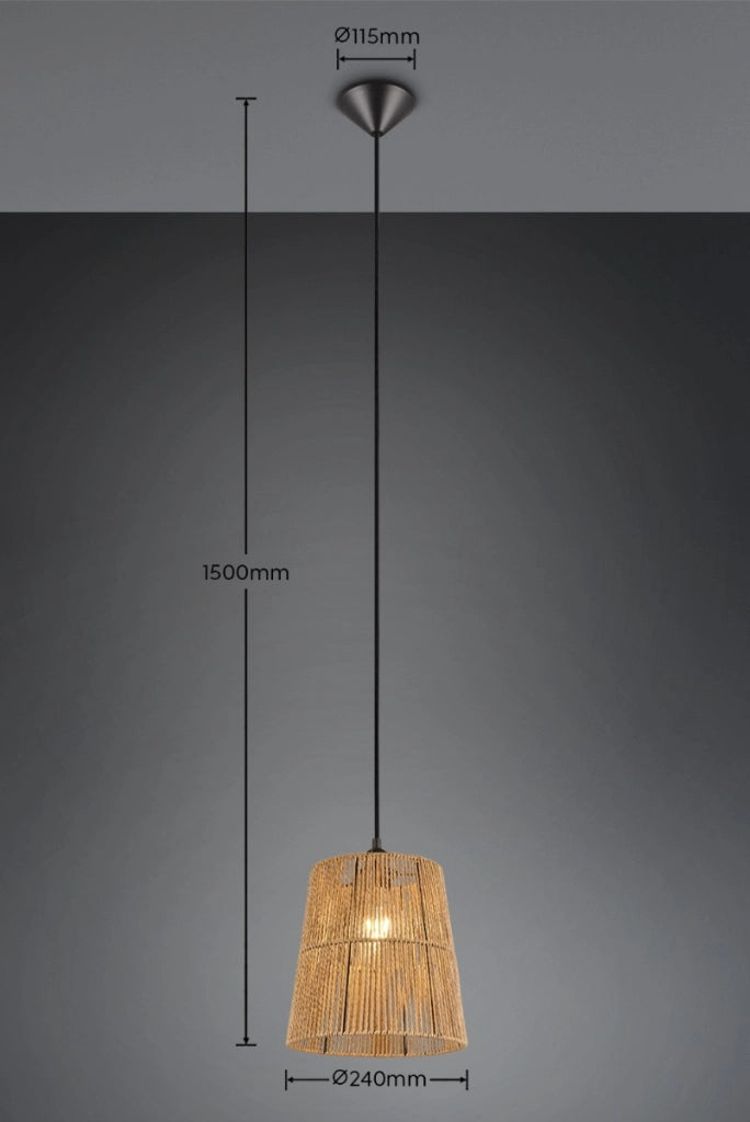 Lampada a sospensione boho marrone carta HOLM E27 RL