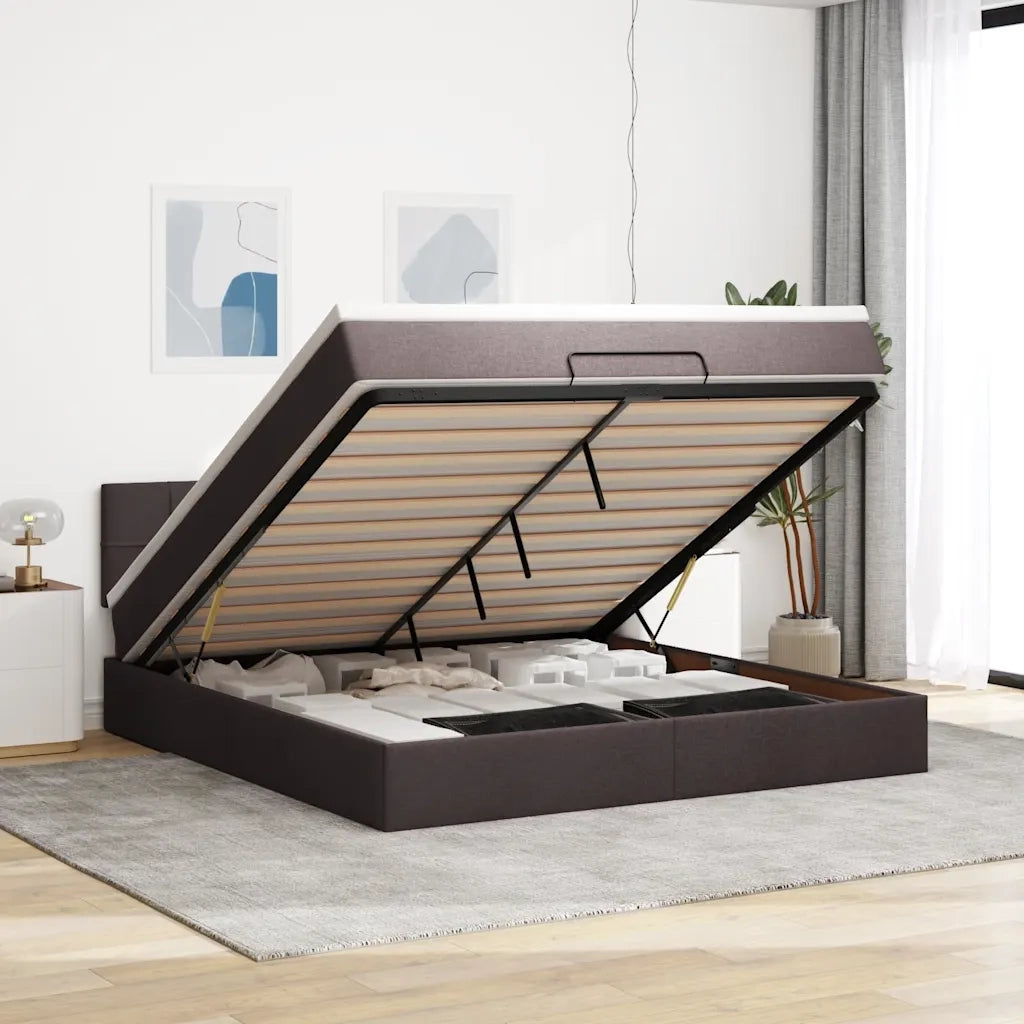 Struttura Letto Pouf con Materasso 160x200 cm in Tessuto 3311473