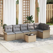 Set Divano da Giardino con cuscino 7 pcs Beige Poly Rattan 3354059