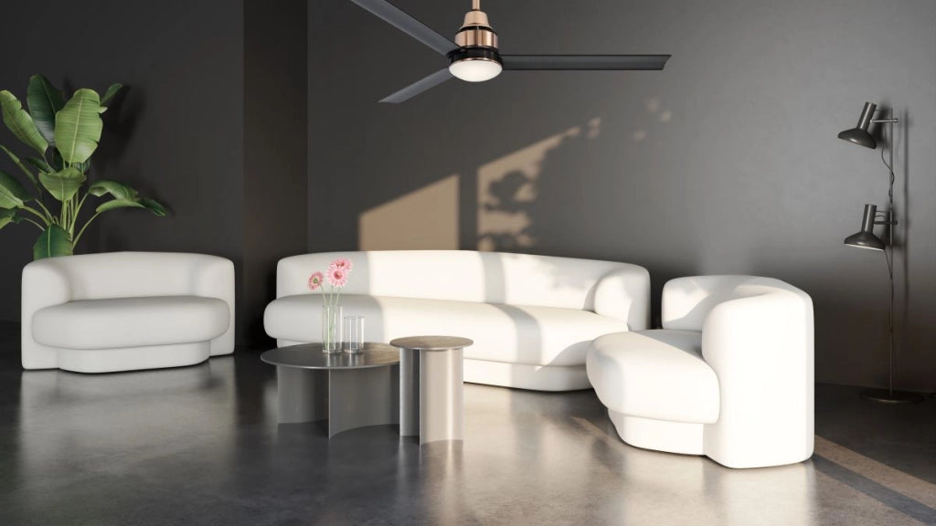 Vam Ventilatore da soffitto a risparmio energetico WI-FI YIN ottono rosa 132 cm con pale di alluminio telecomando 6 velocità