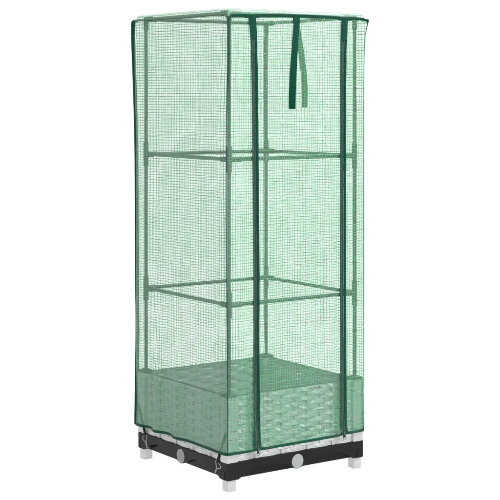 Fioriere | Cassetta per fiori | Letto Rialzato con Copertura Serra Effetto Rattan 40x40x123 cm