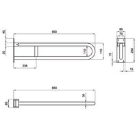 Barra di sostegno ribaltabile per bagno disabili (rinforzata) - Misura: 65 cm