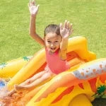 PISCINA GONFIABILE RETTANGOLARE GIOCO DINOSAURO  +3 ANNI  cm.249x191x109h.  peso kg.5,20 (57444)    INTEX