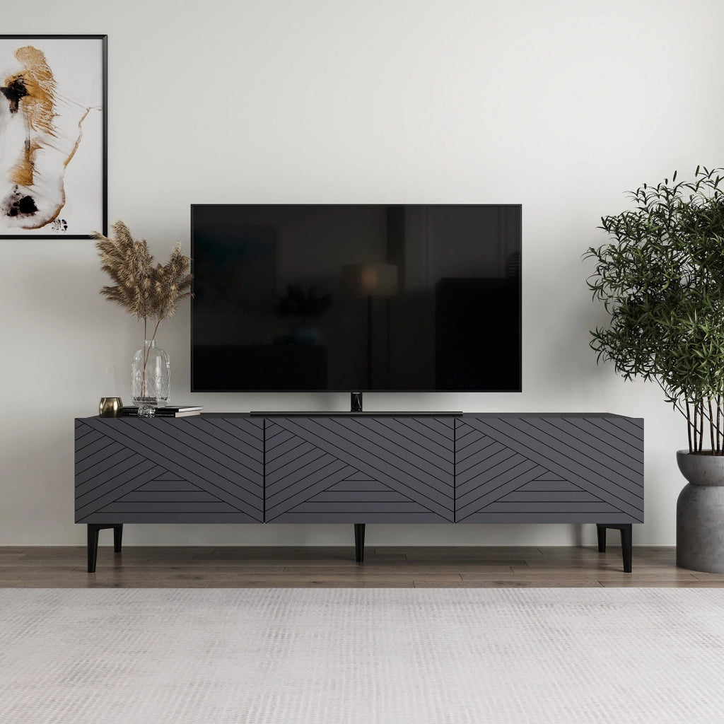 Mobile TV in legno "Felix" 160 x 31,4 x 44,1 cm - Antracite