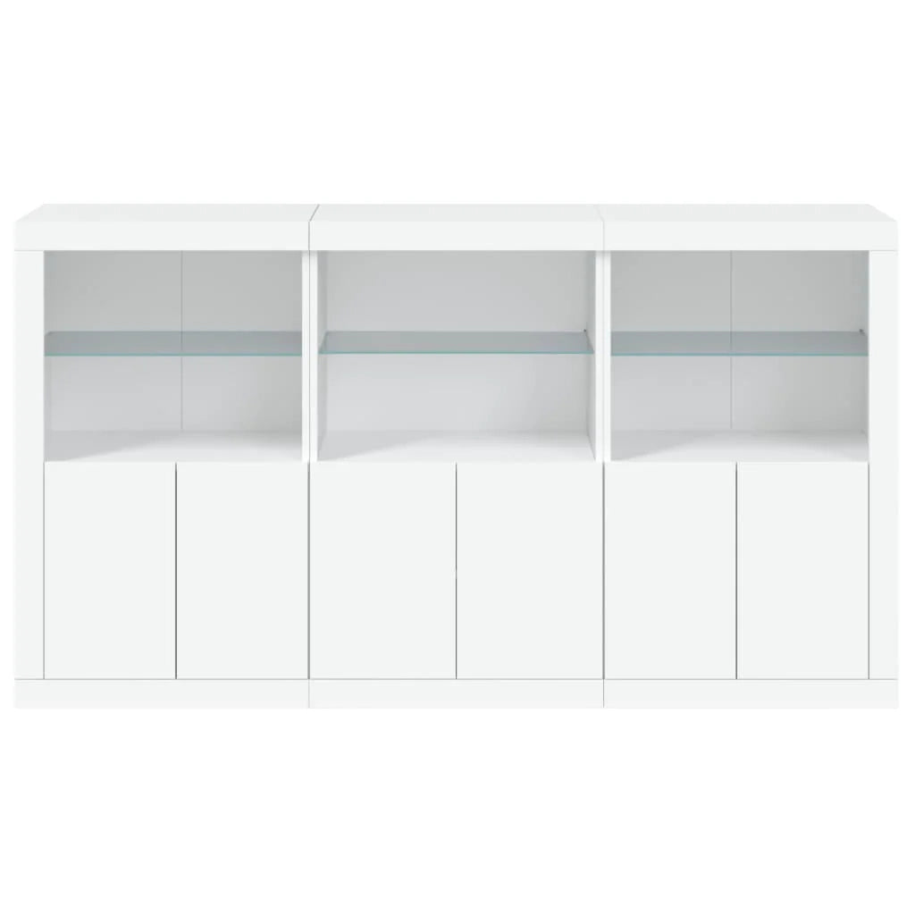 Buffet credenza cassettiera armadio mobile contenitore organizer per cucina soggiorno salotto con luci LED 181,5 x 37 x 100 cm bianco 02_0029838