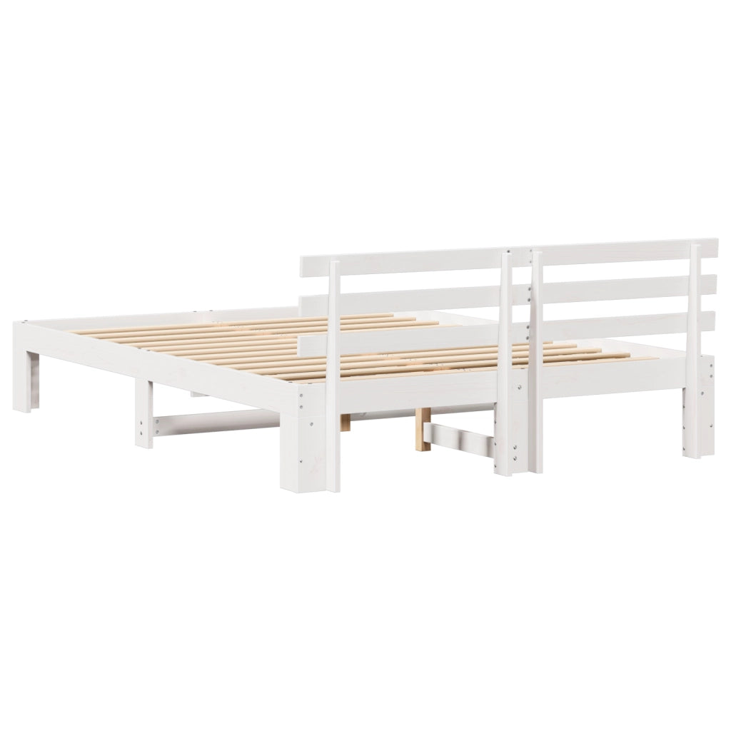 Struttura del letto in legno Bianco Legno 140 x 200 cm Resistente