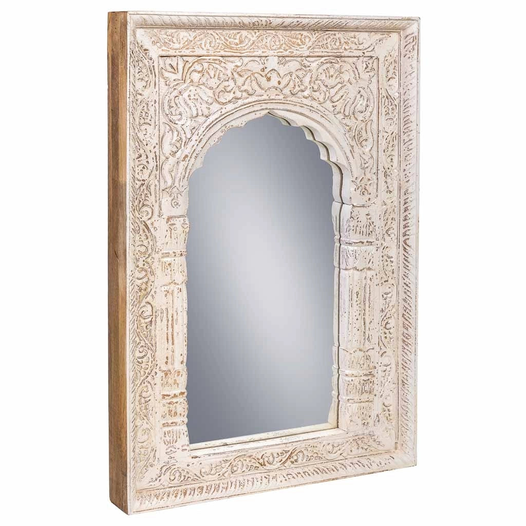 Specchio in legno e vetro bianco 60x6x87
