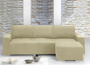 Copridivano Con Penisola Chaise Longue Tinta Unita Panna Mod Capri - Destra - Panna