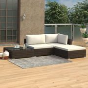 Set Divani da Giardino 4 pz con Cuscini in Polyrattan Marrone 46777