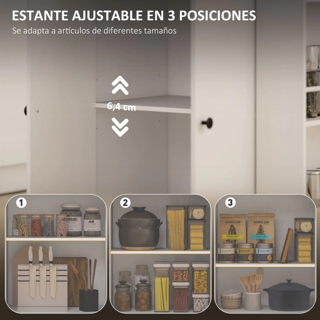 Isola da Cucina con 2 Ante Cassetto Portaspezie 3 Ripiani Portasciugamani Ripiano Regolabile ¨C Xylo ¨C 82x38x86,5 cm Bianco