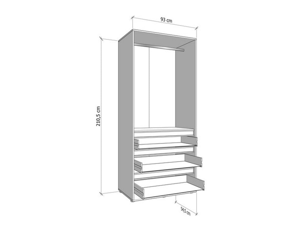 Armadio Camera da Letto Vimercatii, Guardaroba 2 Ante Appendiabiti, 93x211h cm Marrone Rovere Nodi