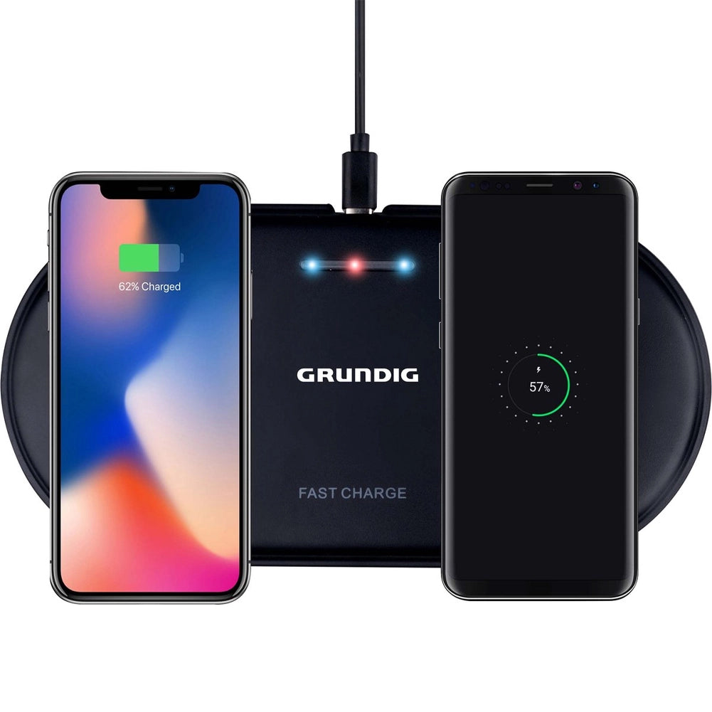 Caricabatterie Wireless per 2 Dispositivi Stazione Ricarica Smartphone Telefoni