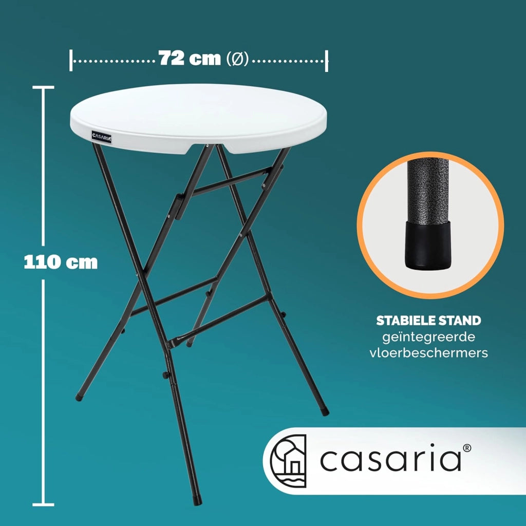 ® Tavolo Alto da Bar Ø 72cm con Copritavolo Pieghevole Altezza 110cm Interno Esterno Rotondo Giardino Feste Bistrot Metallo