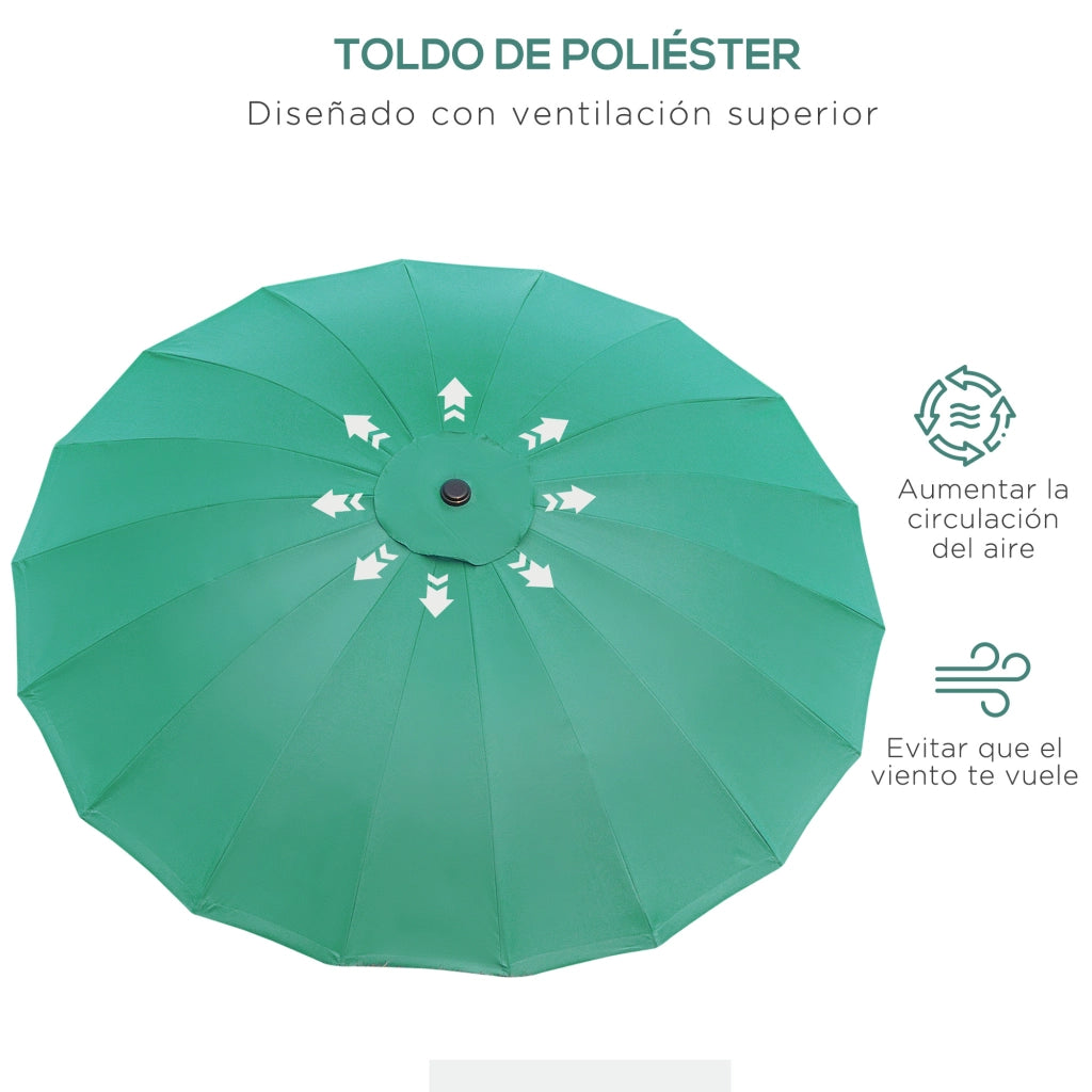 Ombrellone da Giardino ?250x240 cm con Manovella e Inclinazione Regolabile ¨C zephmum ¨C Verde