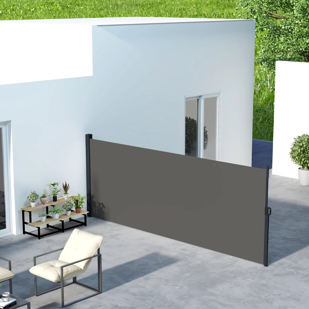 Paravento da giardino retrattile ¨C zephmum ¨C grigio scuro, alluminio, poliestere, 4x1.6 m