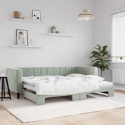 Divano Letto con Letto Estraibile Grigio Chiaro 80x200 Velluto 3196684